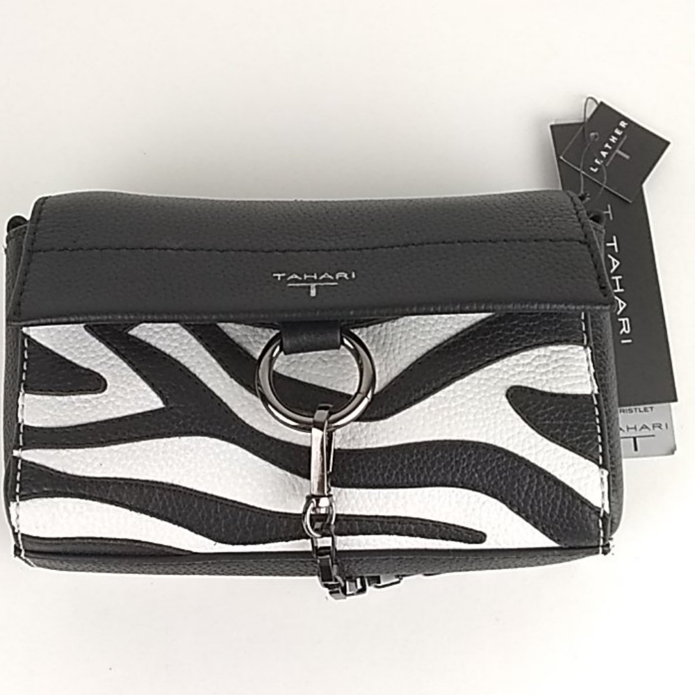 Tahari Leather Zebra Crossbody Purse NWT